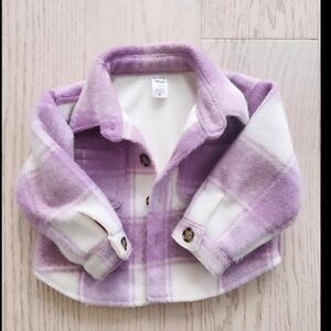 Carters Lavender and White Kids Plaid Jacket